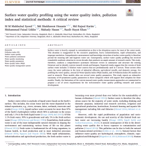 Surface water quality profiling using the water quality index, pollution index and statistical methods: A critical review